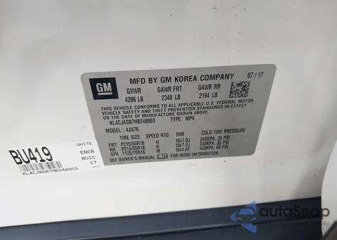 2017 Buick Encore Preferred из США, поврежденный, VIN KL4CJASB7HB248903